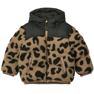 Liewood Winterjas Niko Pile Bruin/Zwart Teddy Panterprint