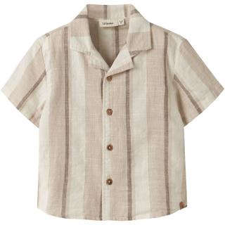 Lil’ Atelier nmmfibert ss loose shirt lil beige gestreepte blouse Coconut Milk voor jongens