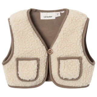 Lil Atelier Bodywarmer Creme/Bruin Teddy