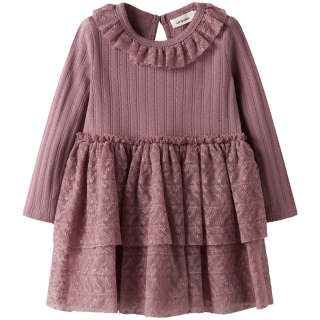 Lil Atelier Jurk Roze Ruffle Kant Nostalgia Rose