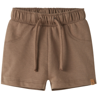 lil atelier baby korte broek bruin coca mocha sweat short voorkant babykleding