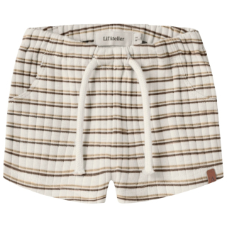lil atelier baby korte broek creme/bruin strepen babykleding short met elastische band
