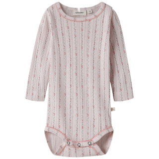 Lil Atelier romper roze bloemenprint baby meisjes lange mouw ribstof