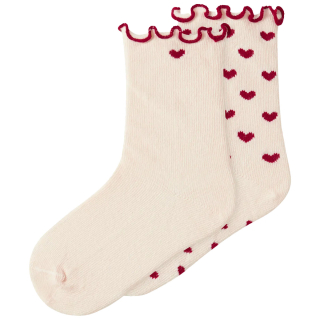 Lil Atelier Sok 2-Pack Creme/Rood Hartjes Turtledove