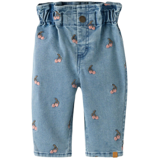 Lil Atelier Spijkerbroek Blauw Kersjes Ruffle Baby
