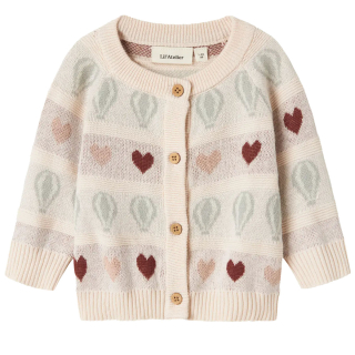 Lil Atelier Vest Roze/Creme/Rood Hartjes Pastel Parchment