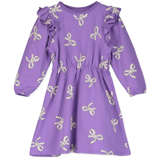 Lotie Kids Jurk Paars/creme Strikjes