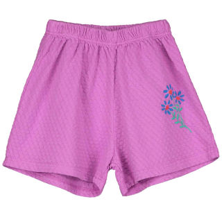 Lotiekids Jackard Short Flowers Embroidery Magenta paars voorkant