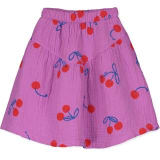 Lotiekids Mid Length Muslin Skirt cherries all over paars voorkant