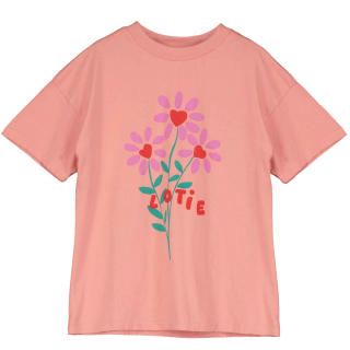 Lotiekids Wide fit T-shirt flowers clay pink meisjes