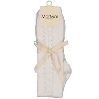 MarMar Copenhagen knie sok creme pointelle – luxe meisjes kniekousen van zacht katoen met ajour patroon