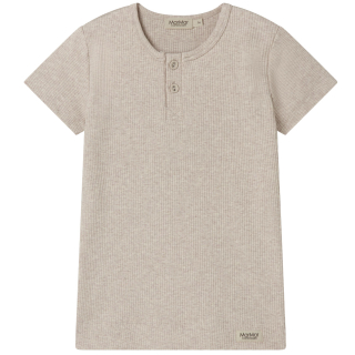 Marmar Copenhagen T-shirt beige met knoopjes light beige melange