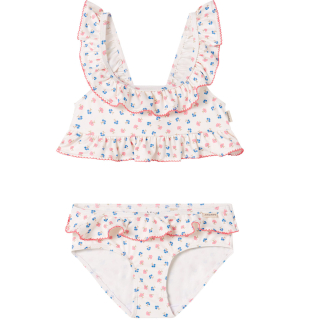 Marmar Copenhagen bikini creme roze blauw bloemen met ruches voorkant