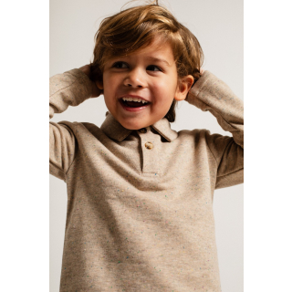 Baje Studio Longsleeve Beige Polo Kraag Denezy Sand Melange Multicolor