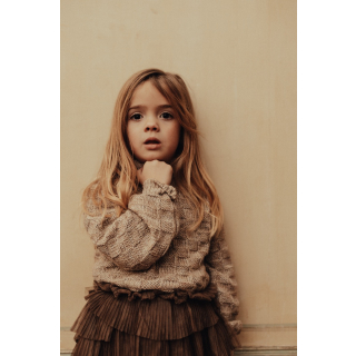 Baje Studio Gebreide Trui Beige Ruffle Kraag Velan Sand Melange Multicolor
