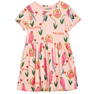 Mini Rodini Jurk Roze Bloemen Vogelprint