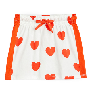 Mini Rodini Rok Wit/Rood Hartjesprint