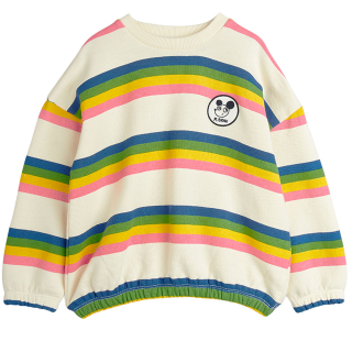 Mini Rodini Sweater Creme/Groen/Geel Rainbow Strepen met all-over strepen en comfortabele pasvorm.