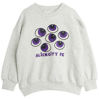 Mini Rodini Eyes emb grijs jongens en meisjes sweater met paarse ogen
