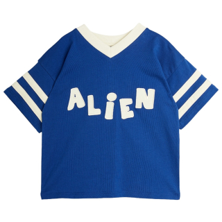 Mini Rodini Alien blauw meisje t-shirt met creme details
