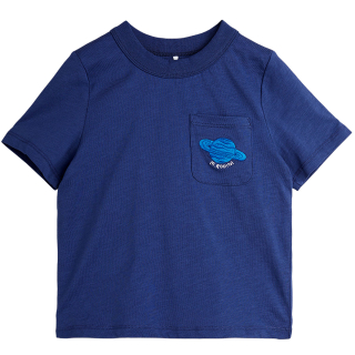 Mini Rodini T-shirt Blauw Planeet Print
