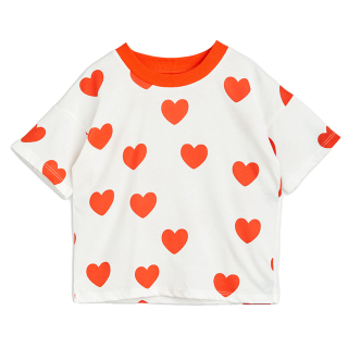 Mini Rodini T-shirt Wit/Rood Hartjesprint