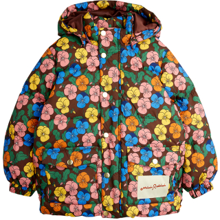 Mini Rodini Winterjas Violas Bloemen Bruin