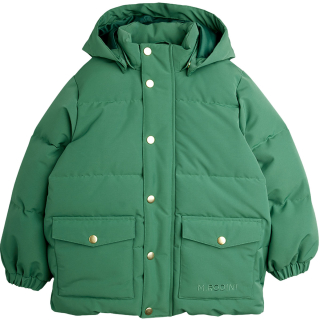 Mini Rodini Winterjas Groen extra gewatteerde pufferjas met afneembare capuchon