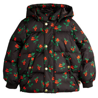 Mini Rodini Winterjas Zwart/Rood/Groen Bessenprint