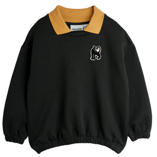Mini Rodini Sweater Zwart/Bruin Panter Polo Kraag