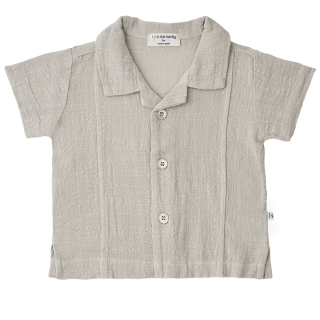 One More In The Family blouse Tamariu in beige voor kinderen met korte mouwen en knoopsluiting