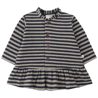 One More In The Family jurk Pescara blauw blue gestreept