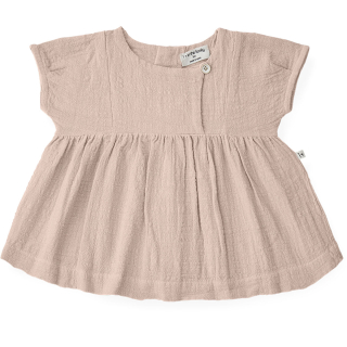 One More In The Family jurk Gualta roze met korte mouwen en geplooide taille