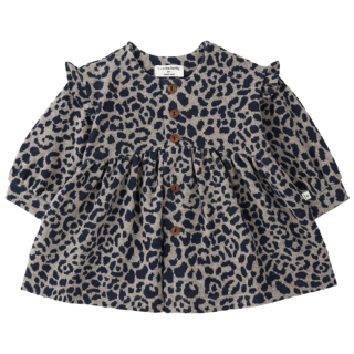 One More In The Family Matera blauw blue meisjes jurk panterprint winter