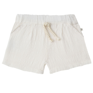 One More In The Family Korte Broek Verges creme off-white met elastische tailleband en decoratief koord