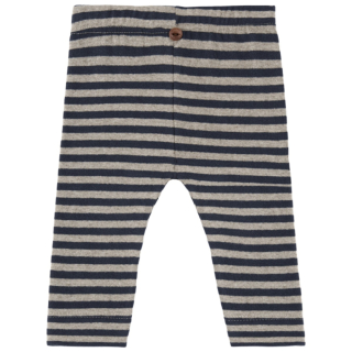 One More In The Family legging Cagliari blauw blue met strepen en houten knoopje
