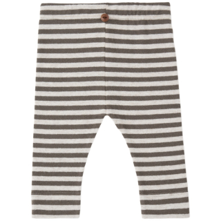 One More In The Family legging Cagliari bruin dark taupe met strepen en houten knoopje