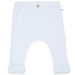 One More In The Family legging Marcel in blauw Misty Blue met ribstructuur en omgeslagen boorden