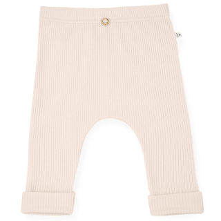 One More In The Family legging Marcel in roze Blossom met ribstructuur en omgeslagen boorden