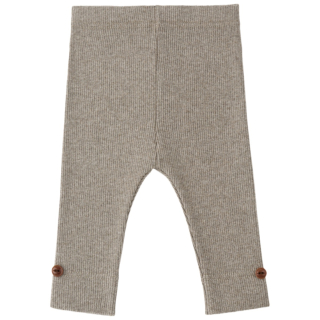 One More In The Family legging Sina beige canapa ribstof met knoopdetails