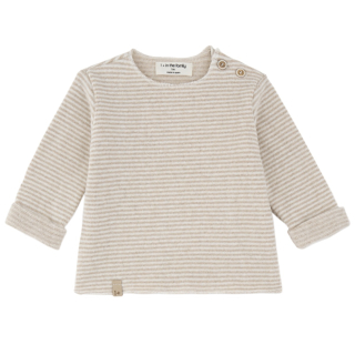 One More In The Family baby longsleeve aubin beige strepen detail, knoopsluiting schouder