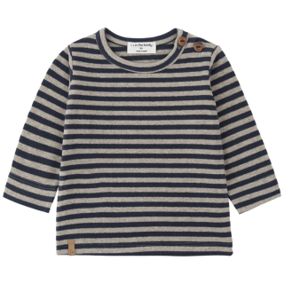 One More In The Family jurk Pescara blauw blue gestreept met houten knopen