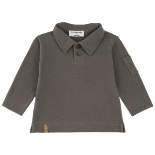 One More In The Family longsleeve Osimo bruin dark taupe met kraag effen