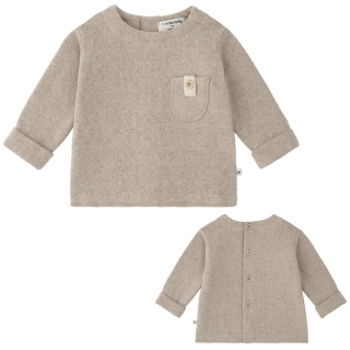 One More In The Family baby sweater brantes beige met borstzakje
