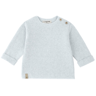 One More In The Family sweater carcassonne blauw ciel schouderknoopjes