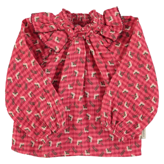 Piupiuchick Blouse Rood/Roze Ruit Bloemen
