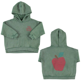 Piupiuchick hoodie groen appel print voorkant detail