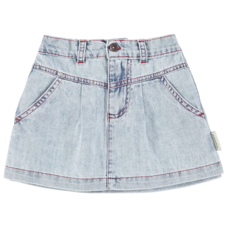 Piupiuchick Rok Blauw denim meisjesrok vooraanzicht