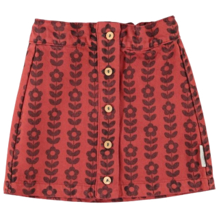 Piupiuchick rok rood/grijs bloemen