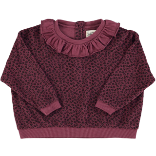 Piupiuchick Sweater Paars/Zwart Tijgerprint Badstof